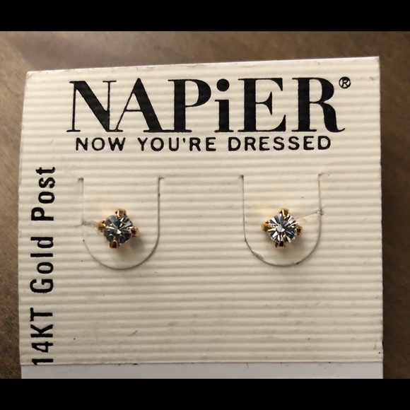 *Sold*Napier 14KT Gold Post Stud Earrings NWT - Picture 4 of 4